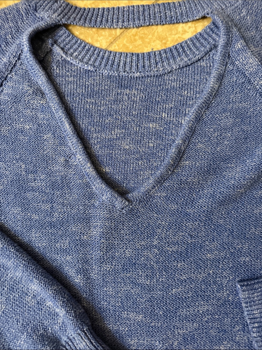 Women's V-Neck Sweater - Blue Crewneck Pullover - Picture 4 of 4